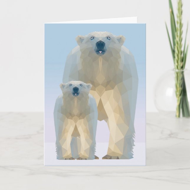 Cartes Pour Fêtes Annuelles Ours Polaire très faible avec bébé (Devant)