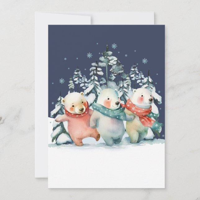 Cartes Pour Fêtes Annuelles Ours polaires à l'aquarelle (Devant)