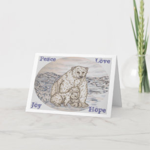 Cartes Pour Fêtes Annuelles ours polaires, Paix, Amour, Espoir, Joie