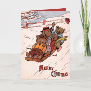 Cartes Pour Fêtes Annuelles Ours sur la corniche - Vacances Vintages