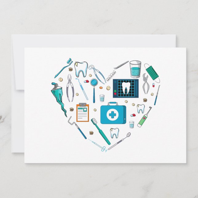 Cartes Pour Fêtes Annuelles Outil dentaire amusant Coeur (Devant)