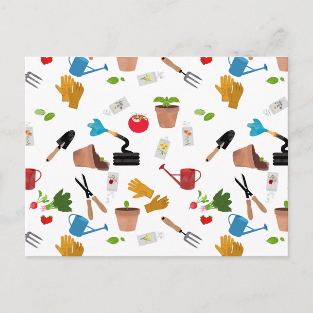 Cartes Pour Fêtes Annuelles Outils de jardinage Plante jardinier Motif (Devant)