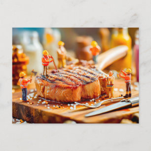 Cartes Pour Fêtes Annuelles ouvriers miniatures cuisine boeuf juteux steak