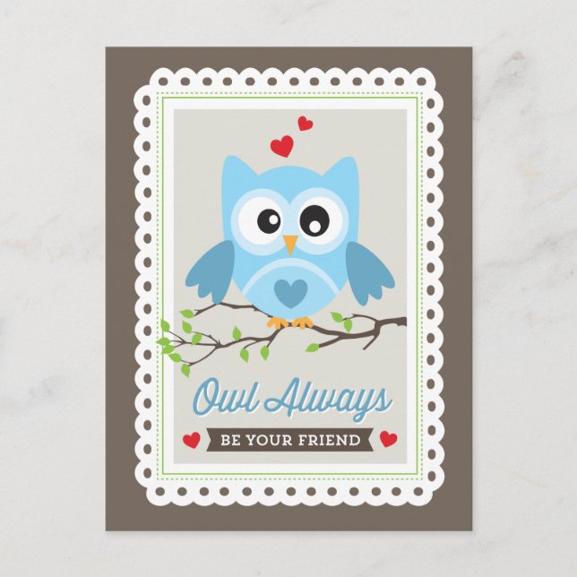 Cartes Pour Fêtes Annuelles Owl Always ! par Origami Prints Valentine Postcard (Devant)