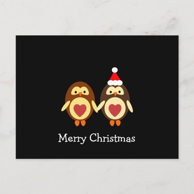 Cartes Pour Fêtes Annuelles Owl Love Joyeux Noël (Devant)