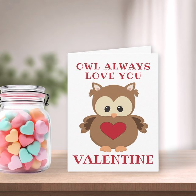 Cartes Pour Fêtes Annuelles Owl Toujours Vous Aimer, Valentine (Owl Always Love You, Valentine Holiday Card)