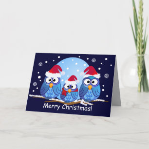 Cartes Pour Fêtes Annuelles owls with Santa Hats