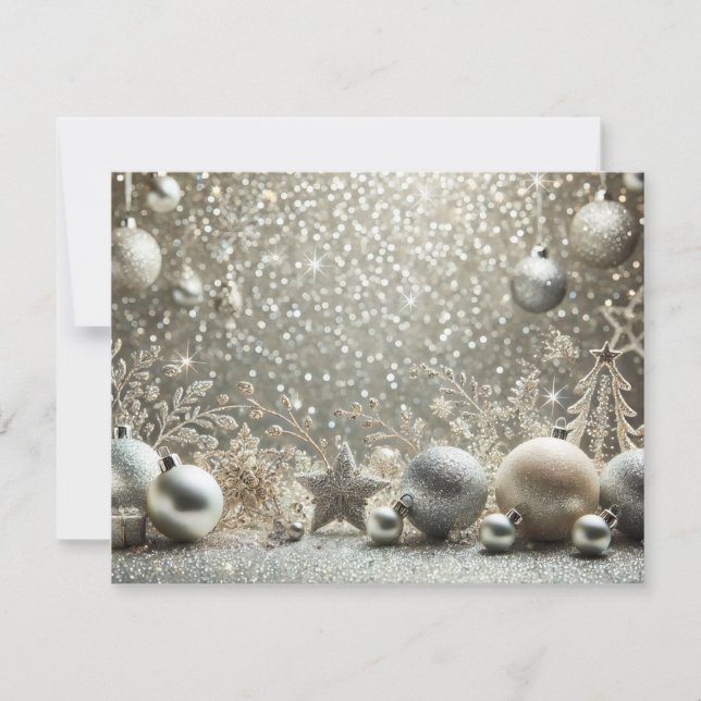Cartes Pour Fêtes Annuelles Pailletés argentés festifs avec éléments de Noël (Devant)
