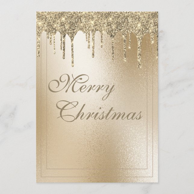 Cartes Pour Fêtes Annuelles Paillettes métalliques dorées Dégoulinure Élégant  (Devant)