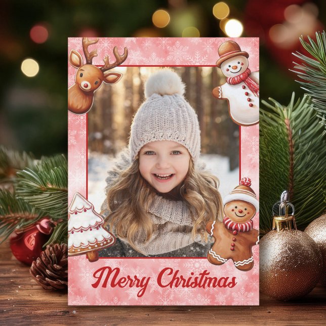 Cartes Pour Fêtes Annuelles Pain d'épice Cookies Cadre photo Arrière - plan ro (Créateur téléchargé)