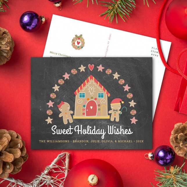 Cartes Pour Fêtes Annuelles Pain d'épice Maison Cookie Sweet Wings Chalkboard (Choose from 3 colors!)