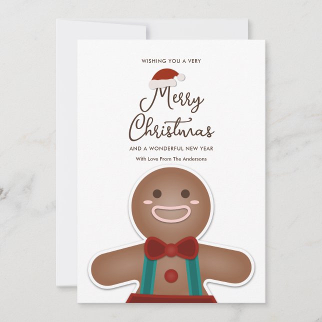 Cartes Pour Fêtes Annuelles Pain d'épice simple moderne Homme Joyeux Noël (Devant)