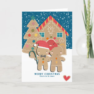 Cartes Pour Fêtes Annuelles Pain d'épices Arbre de Noël en couple à neige