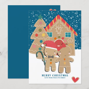 Cartes Pour Fêtes Annuelles Pain d'épices Arbre de Noël en couple à neige