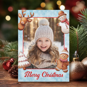 Cartes Pour Fêtes Annuelles Pain d'épices Cookies Photo Cadre bleu Arrière - p