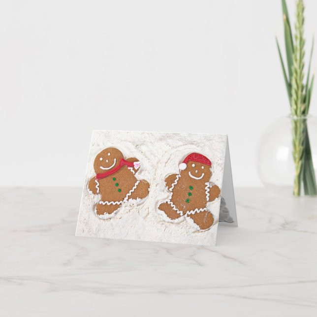 Cartes Pour Fêtes Annuelles Pain d'épices de Noël Homme ange-neige (Devant)