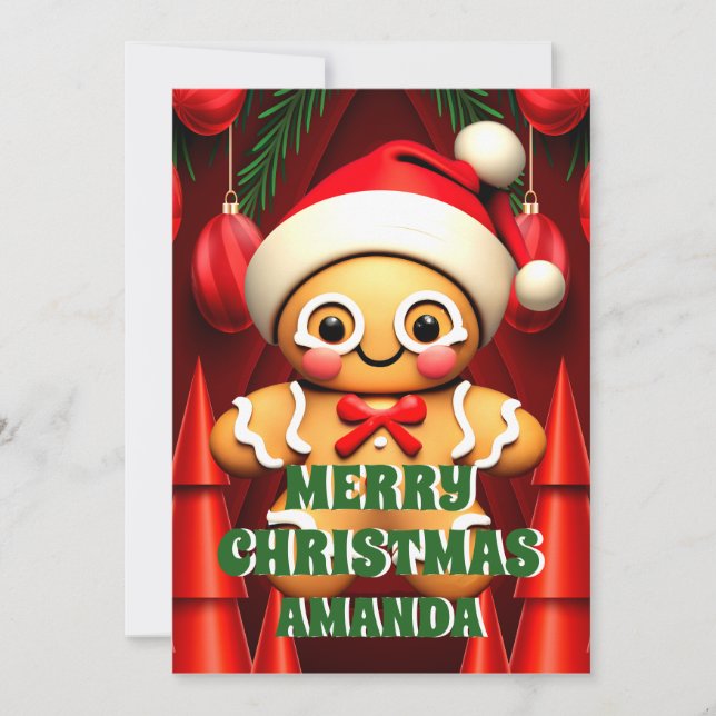 Cartes Pour Fêtes Annuelles Pain d'épices Homme Joyeux Noël Enfants Photo (Devant)