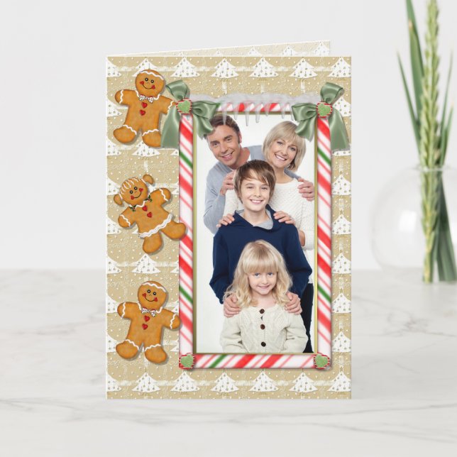 Cartes Pour Fêtes Annuelles Pain d'épices Homme Noël Photo Grey (Devant)