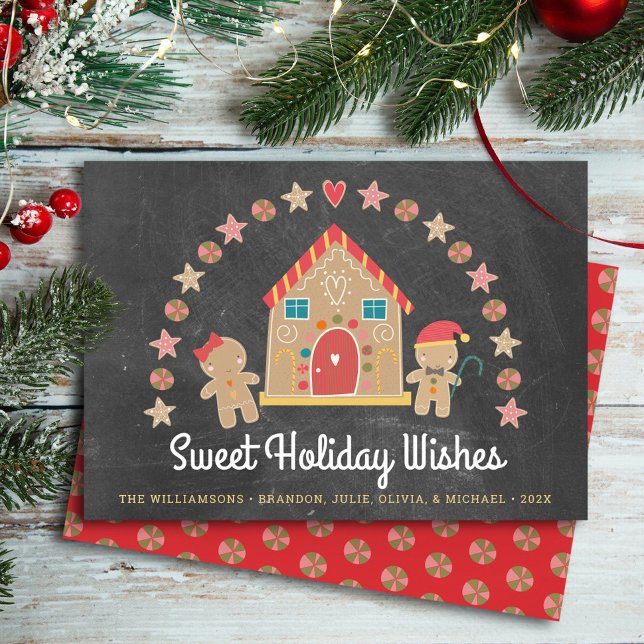 Cartes Pour Fêtes Annuelles Pain d'épices Maison de sucré Voeux Chalkboard Fes (Créateur téléchargé)