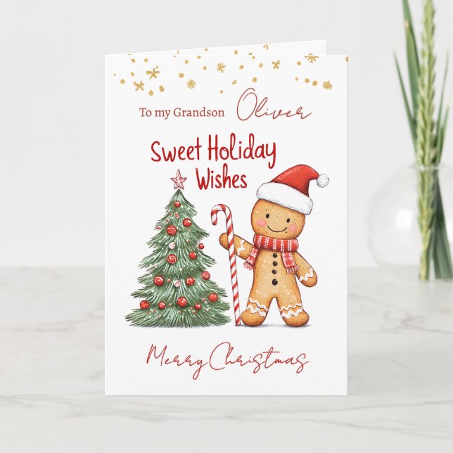 Cartes Pour Fêtes Annuelles Pain d'épices Maison Grand-fils Noël (Devant)