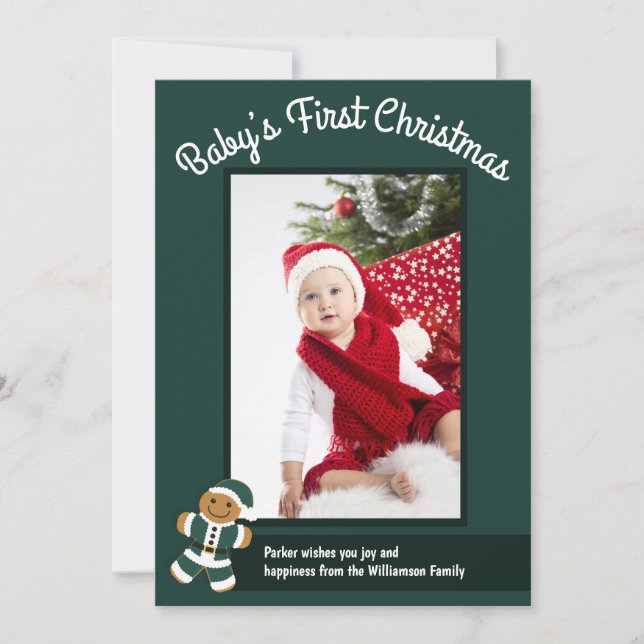 Cartes Pour Fêtes Annuelles Pain d'épices Père Noël Photo Baby First Christmas (Devant)