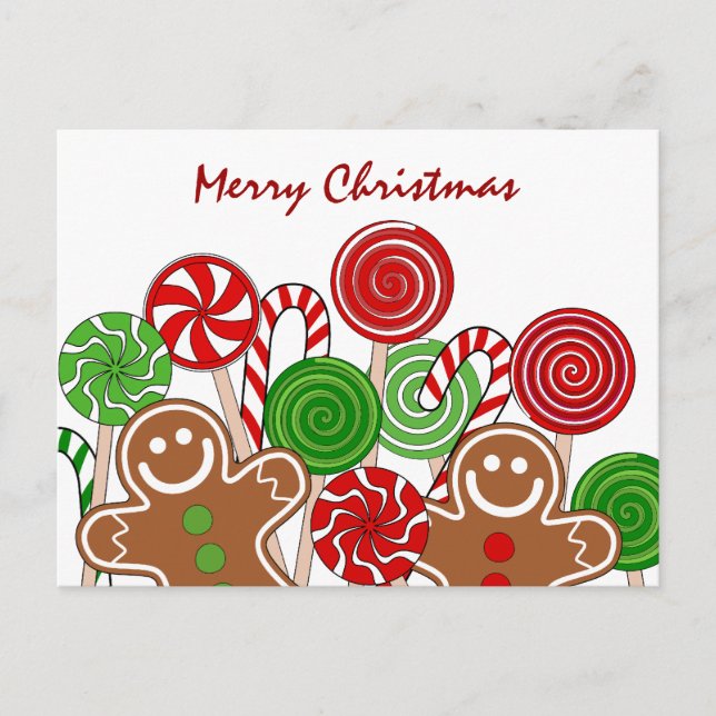 Cartes Pour Fêtes Annuelles Pains d'épices de Noël rouge tendance (Devant)
