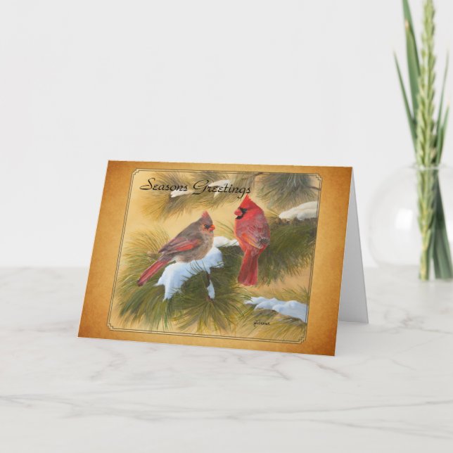 Cartes Pour Fêtes Annuelles Paire de cardinaux (Devant)