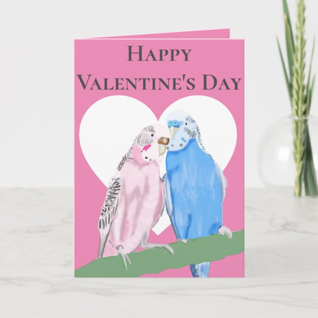 Cartes Pour Fêtes Annuelles Paire rose et bleu de potes Saint Valentin (Devant)
