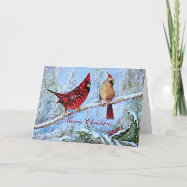 Cartes Pour Fêtes Annuelles Paires de cardinaux, (Devant)