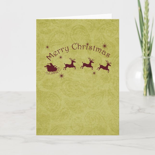 Cartes Pour Fêtes Annuelles Paisley Père Noël avec Reindeer Christmas (Devant)