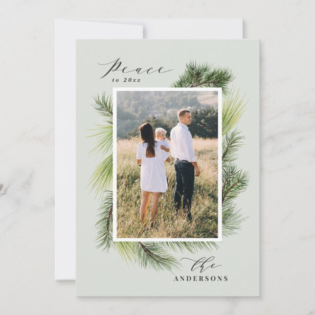 Cartes Pour Fêtes Annuelles Paix à 2020 feuillage de pin moderne Noël (Devant)