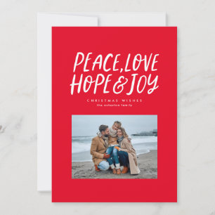 Cartes Pour Fêtes Annuelles Paix amour espoir joie rouge blanc photo Noël