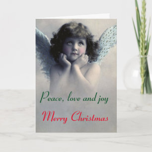 Cartes Pour Fêtes Annuelles Paix, amour et joie à Noël. Vintage Ange.