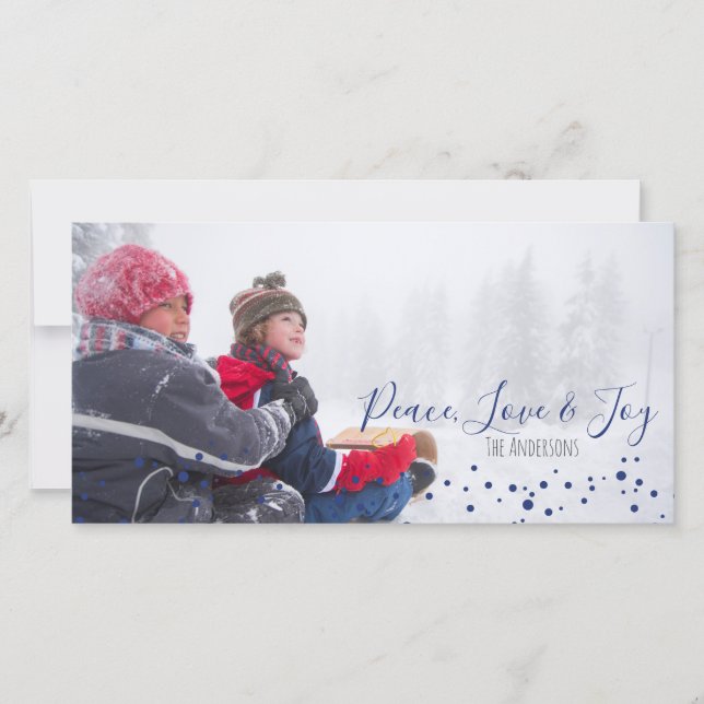 Cartes Pour Fêtes Annuelles Paix, amour et joie Noël ou Hanoukka Photocard (Devant)