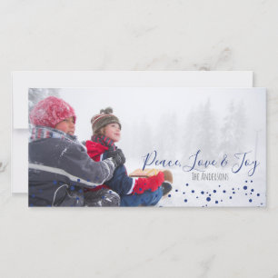 Cartes Pour Fêtes Annuelles Paix, amour et joie Noël ou Hanoukka Photocard