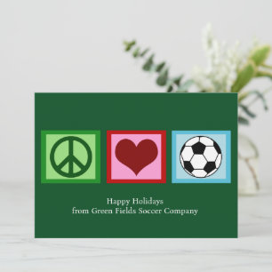 Cartes Pour Fêtes Annuelles Paix Amour Football de Noël personnalisé en vert