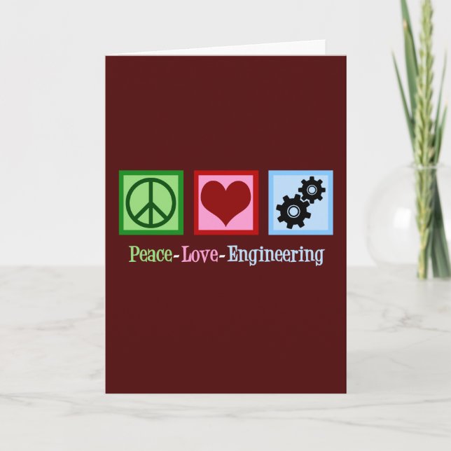 Cartes Pour Fêtes Annuelles Paix Amour Ingénierie Rouge Noël Ingénieur (Devant)