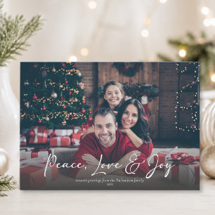 Cartes Pour Fêtes Annuelles Paix Amour Joie Photo de famille personnalisé Noël
