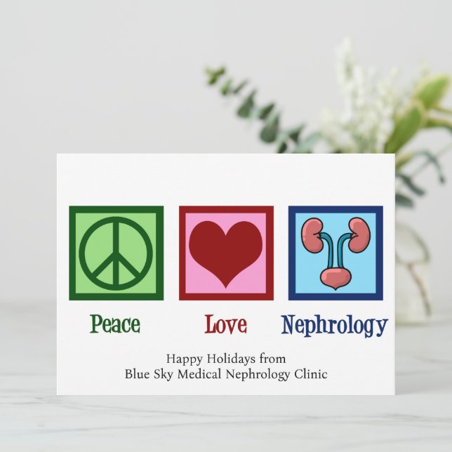 Cartes Pour Fêtes Annuelles Paix Amour Néphrologie Noël Néphrologiste (Debout devant)