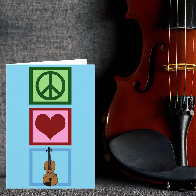 Cartes Pour Fêtes Annuelles Paix Amour Violon mignon Bleu Violoniste Noël (Créateur téléchargé)