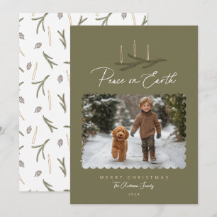 Cartes Pour Fêtes Annuelles Paix botanique rustique sur Terre Script Photo