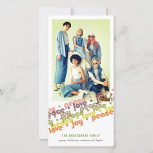 Cartes Pour Fêtes Annuelles Paix colorée Amour Joie Typographie Stripes Photo