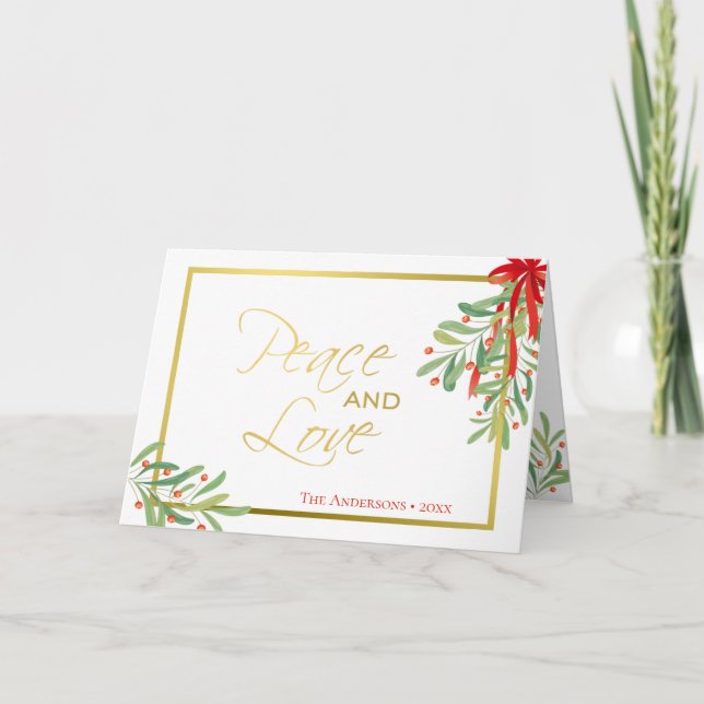 Cartes Pour Fêtes Annuelles Paix et amour | Aquarelle Mistletoe (Devant)