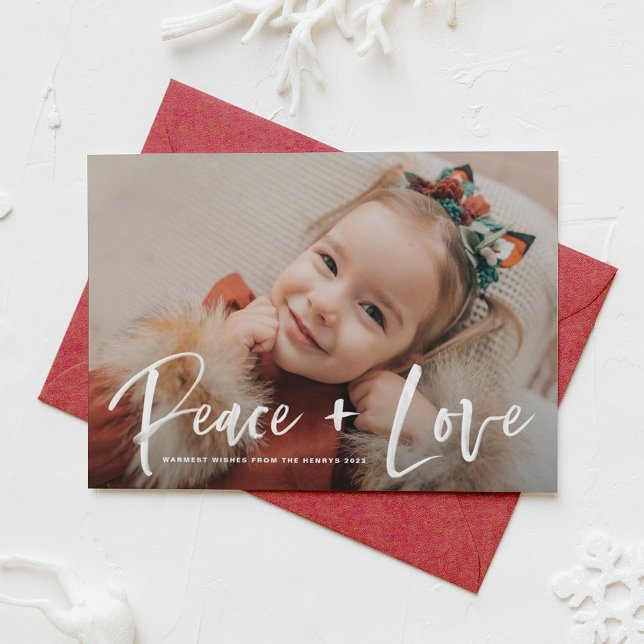 Cartes Pour Fêtes Annuelles Paix et Amour Brush Letting Photo (Créateur téléchargé)