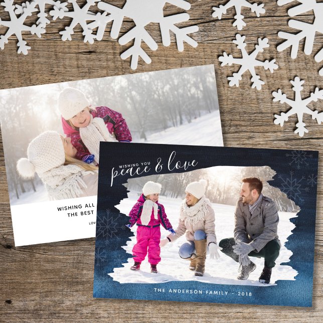 Cartes Pour Fêtes Annuelles Paix et amour | Cadres photo brosse Noël (Créateur téléchargé)