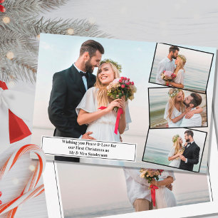 Cartes Pour Fêtes Annuelles Paix et amour Premier Noël en tant que M. et Mme P
