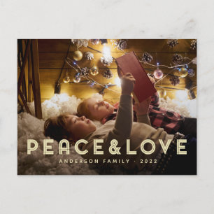 Cartes Pour Fêtes Annuelles Paix et amour Typographie simple moderne