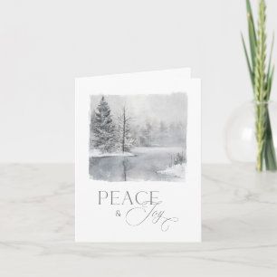 Cartes Pour Fêtes Annuelles Paix et Joie d'Hiver Aquarelle Photo Fêtes