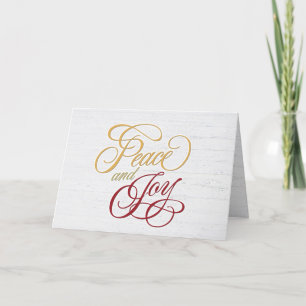 Cartes Pour Fêtes Annuelles Paix et joie sur bois blanchi à la chaux
