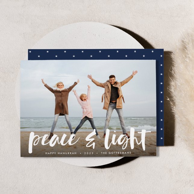 Cartes Pour Fêtes Annuelles Paix et lumière | Hanoukka photo complète (Créateur téléchargé)